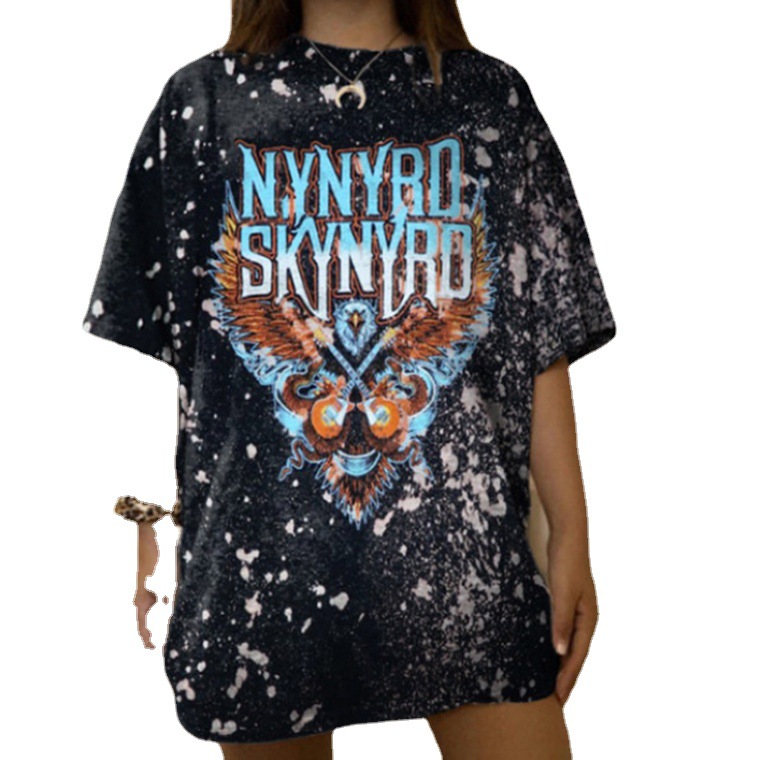 Title 2, Casual Round Neck Short Sleeve Printed Tie-dye ...