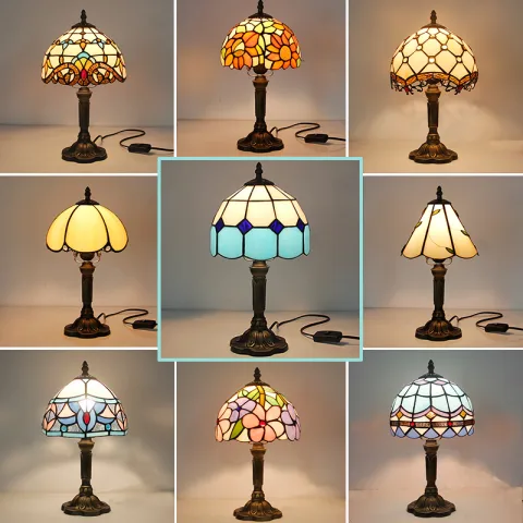 Lamp Bedroom Bedside Retro Bar Yellow Glass Resin Base