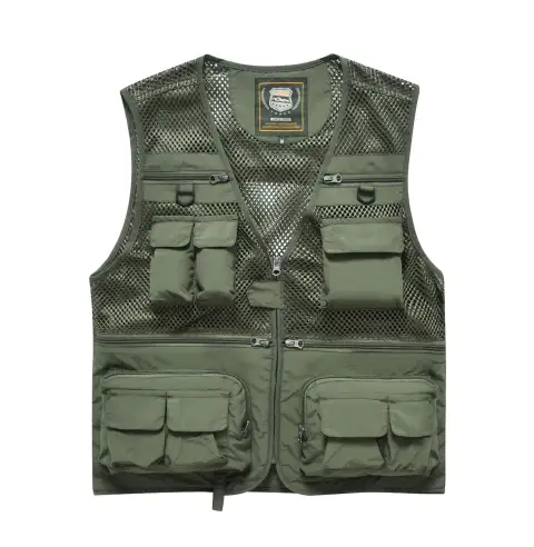 Summer Men's Outdoor Fishing Mesh Vest Jackets Travel Photography