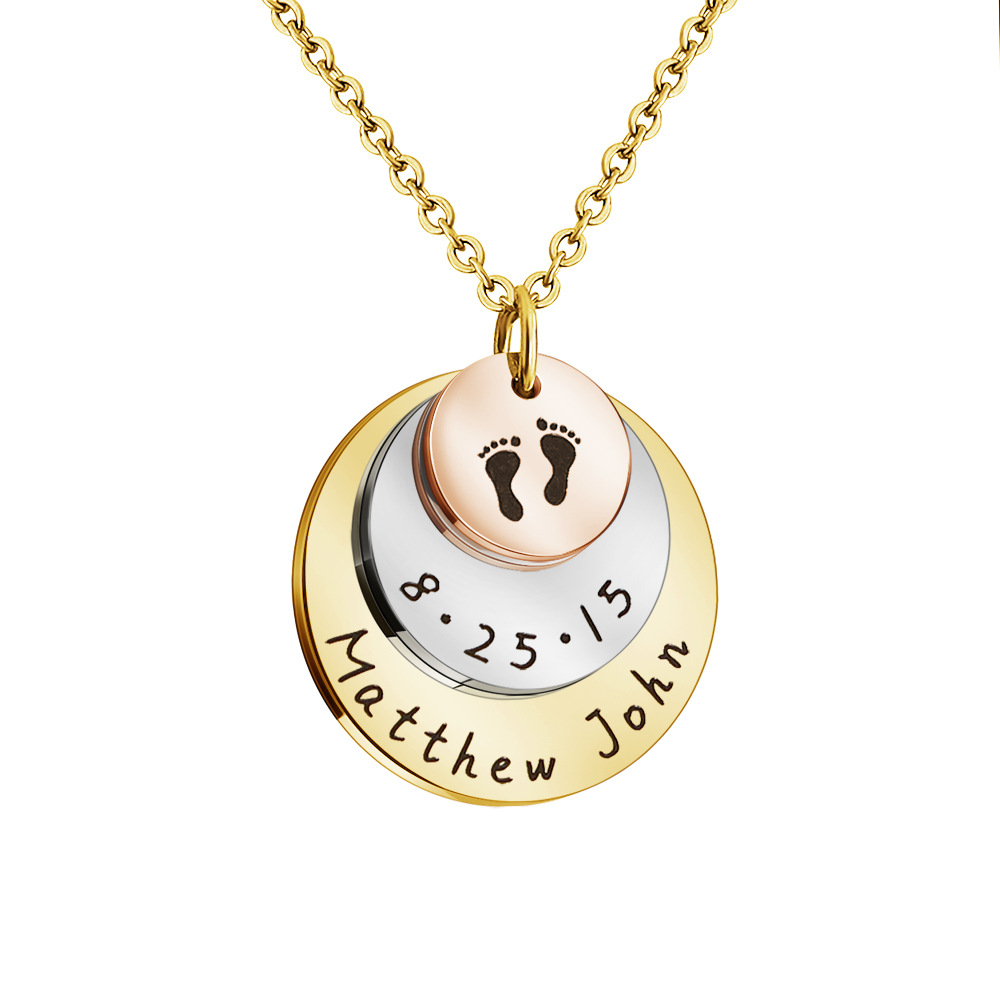 Disc Birth Brand Series Necklace Handprint Footprint Commemorative Diy