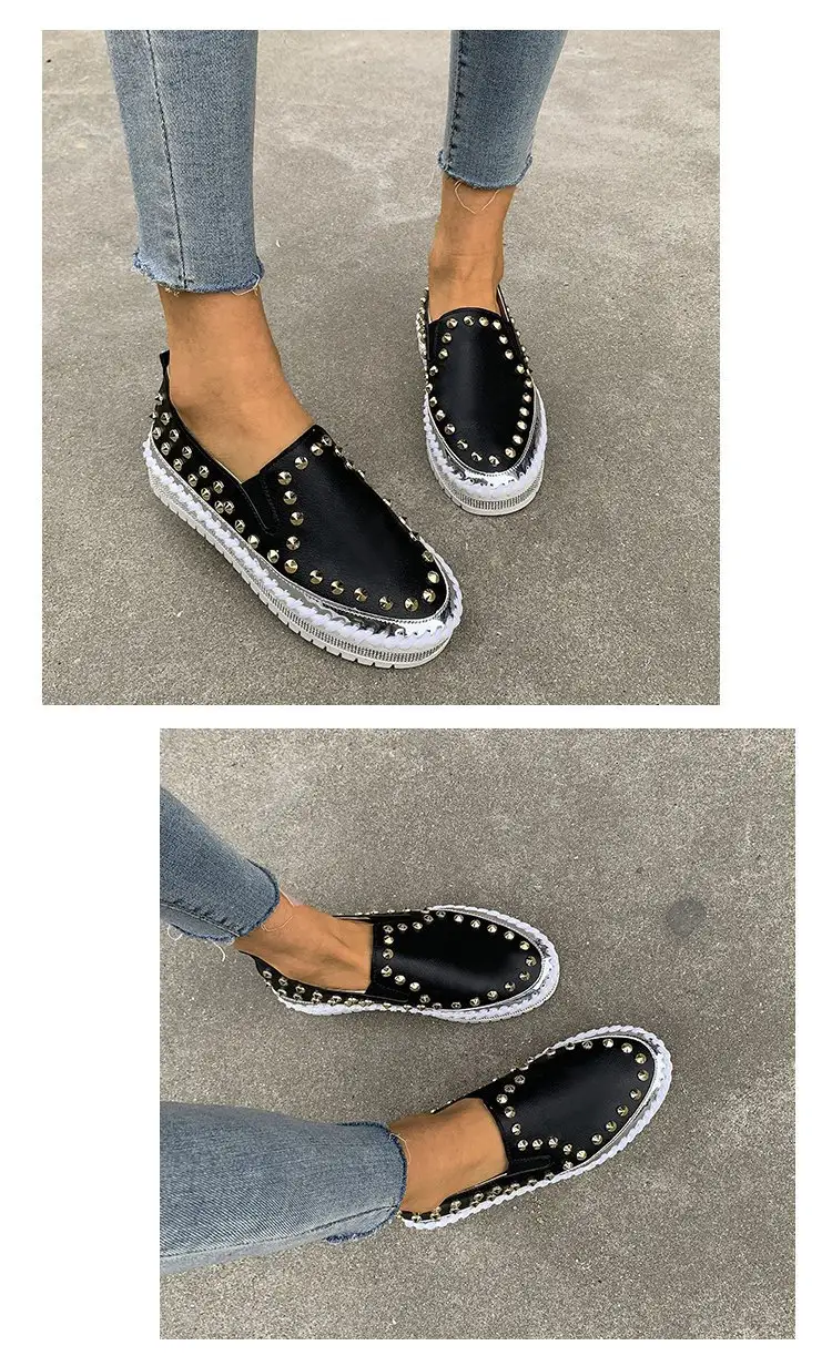 Loafers Platform Flat-bottom Rivet Fashion Women's Shoes