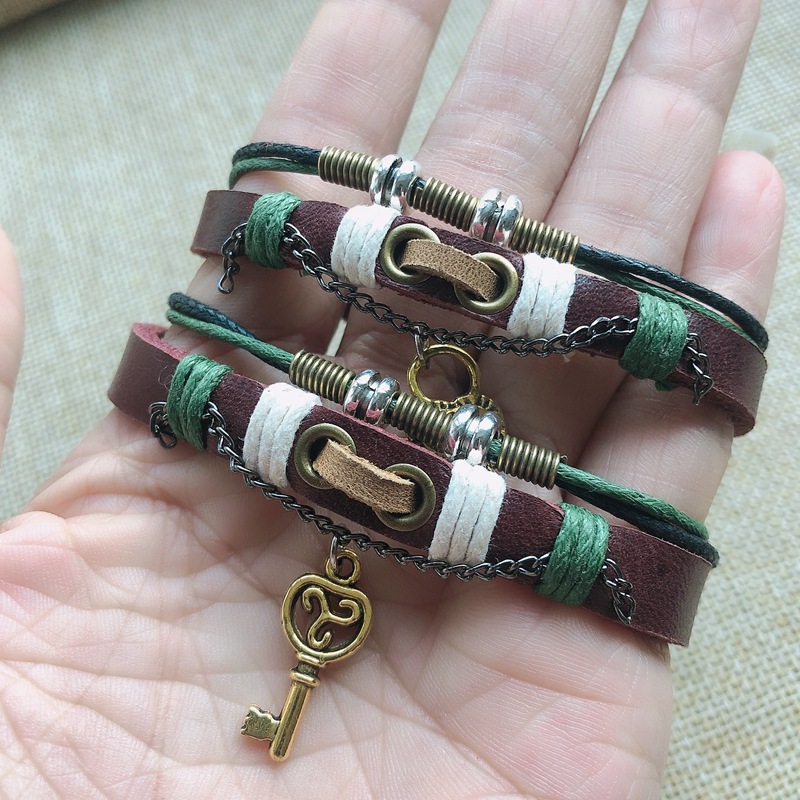 Couple Bracelet, A Pair Of Male And Female Students, Retro Leather Woven Ethnic Leather