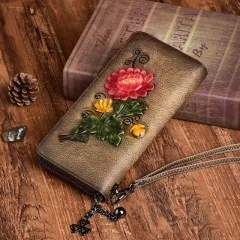 Long Ladies Retro Wallet Female Hand Zipper Bag - Coffee - View 1