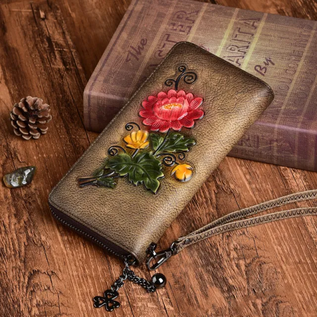 Long Ladies Retro Wallet Female Hand Zipper Bag Coffee - Shop at LoveMi