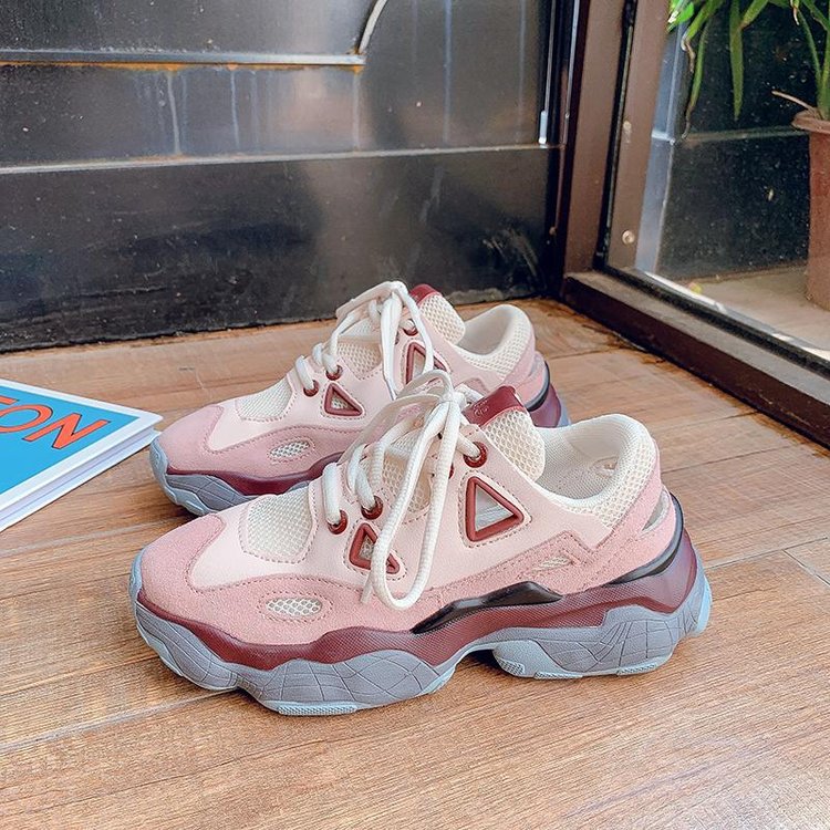  Platform Shoes Lace Up Vulcanize Shoes Womens Female Running Trainers Dad Shoes