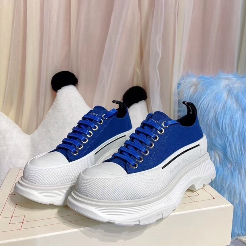 Spring Women Low top Canva Sneakers Thick Bottom Designer Blue - Shop at LoveMi