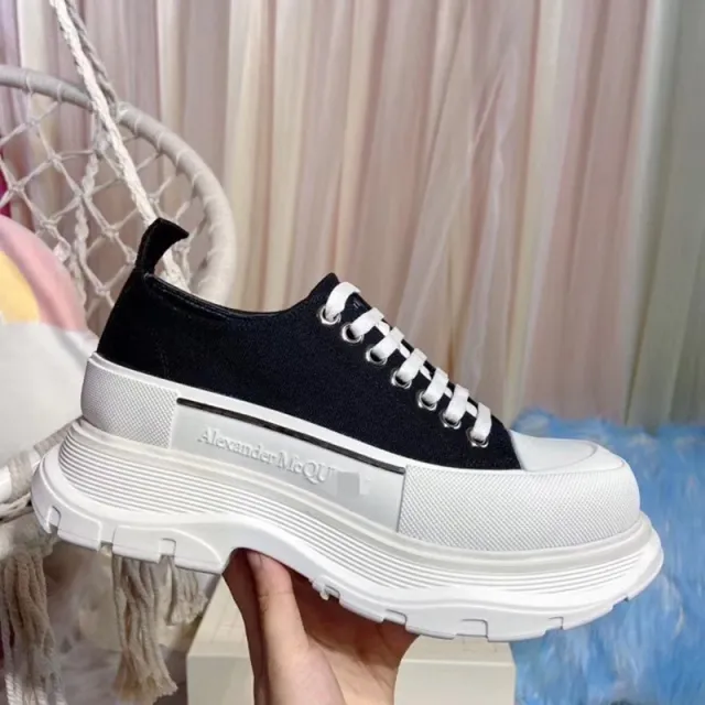 Spring Women Low top Canva Sneakers Thick Bottom Designer Black - Shop at LoveMi