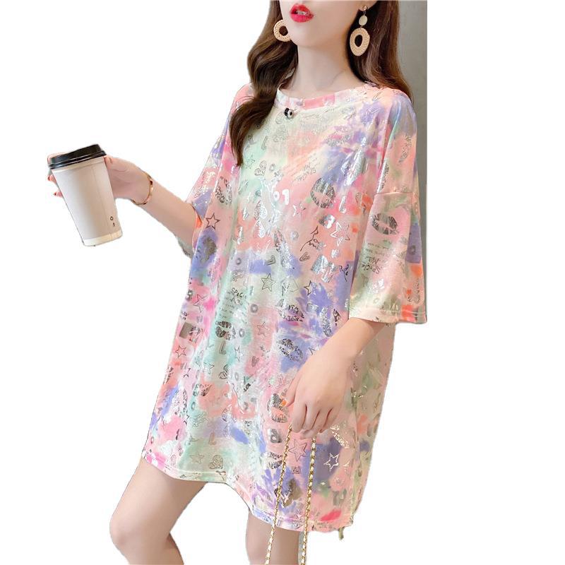 Title 3, Mid-Length Cotton T-Shirt Dress New Korean Vers...