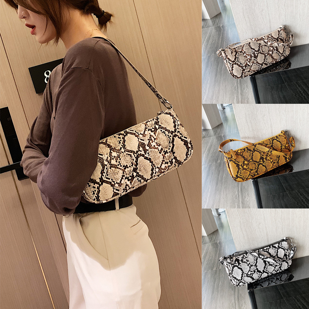 Title 5, Snake print female bag baguette