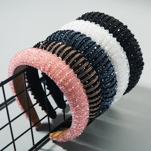 Heming Headband Hand-Woven Crystal Baroque Sponge Hair Bundle Korean