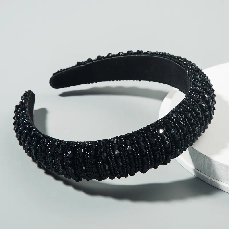 Heming Headband European And American Hand-Woven Crystal Headband Baroque Sponge Hair Bundle Korean Version Of The Net Red Sen Hair Accessories - B...