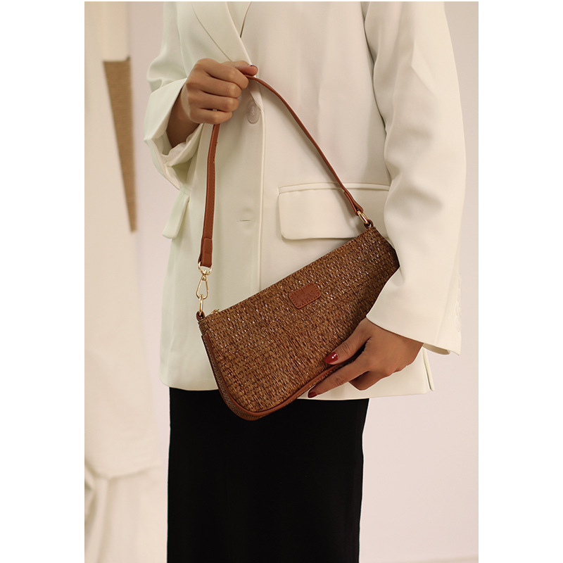 Design Braided Saddle Bag Shoulder Bag Brown - Shop at LoveMi