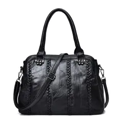 Ladies Big Bag In Leather Stitching Nappa Leather - Black - View 1