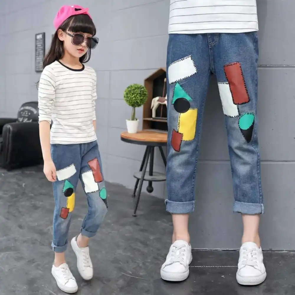 Spring and Autumn Girls Jeans Pants Loose