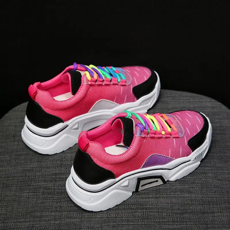 All-match Color-blocking Sponge Cake Thick-soled Increased Sports And Leisure Rainbow Shoes