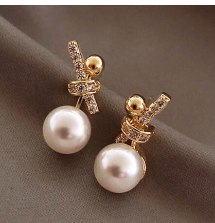 Pearl Ladies Earrings Fashion Crystal Love Earrings