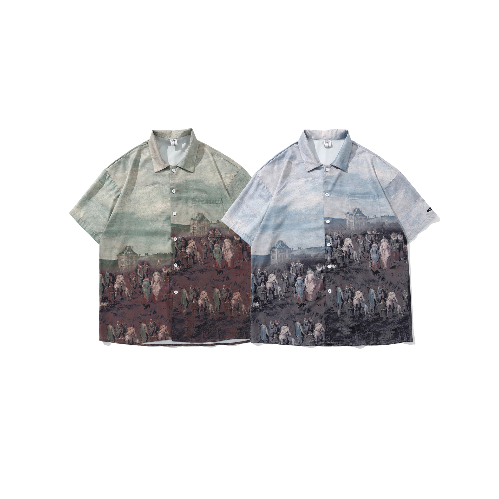 Oil Painting Short Sleeve Shirt Fashion