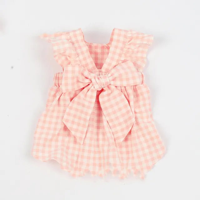 Spring And Summer New Plaid Bow Skirt Pet Clothes Cats And Dogs Costumes Teddy Bichon Jacket Pink - Shop at LoveMi