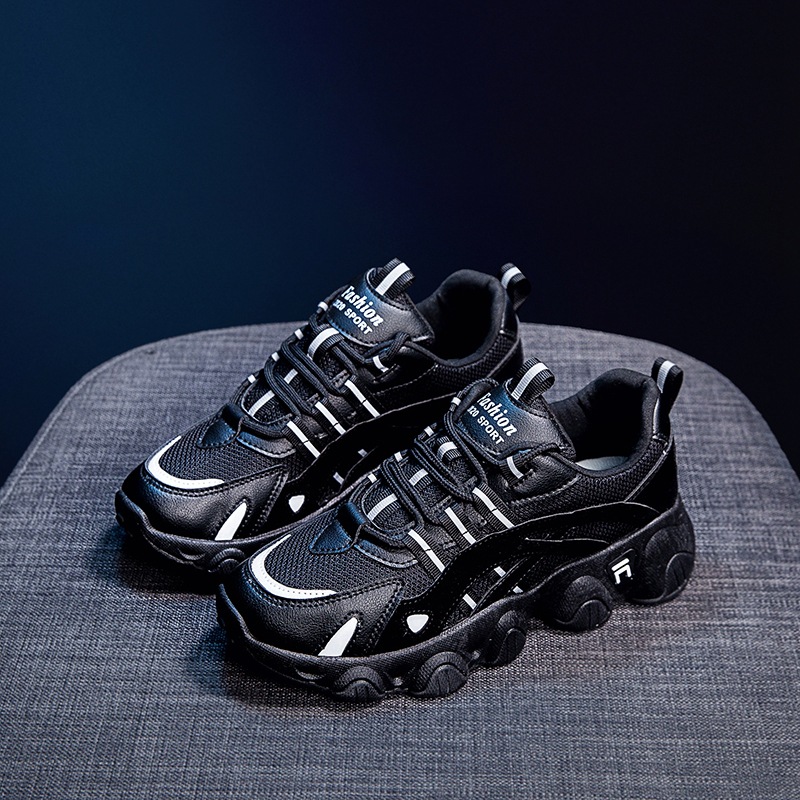 Korean Fashion Female Student Sports Shoes Increase Street Shooting Casual Shoes Women Black - Shop at LoveMi