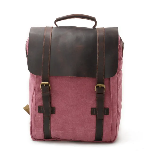 European And American Retro Literary Backpack Vertical Square Canvas Large Capacity Travel Bag Rose - Shop at LoveMi