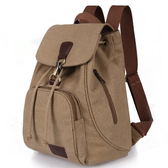 Women's Canvas Backpack Vintage Students School Bags Khaki - Shop at LoveMi
