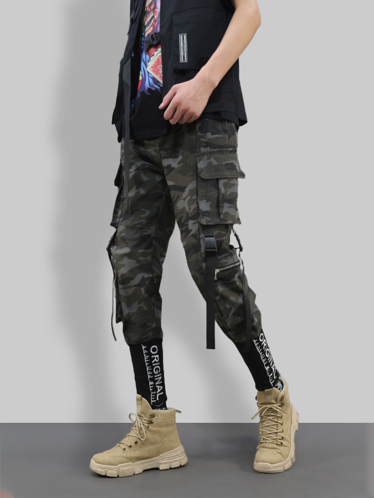 Streamer Overalls Men'S Tide Brand Wild Loose Self-Cultivation Feet Embroidered Youth Multi-Pocket