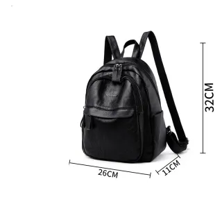 Version Of The Versatile Soft Leather Bag Simple Fashion Backpack - Black