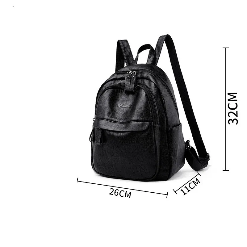 Version Of The Versatile Soft Leather Bag Simple Fashion Backpack - Black