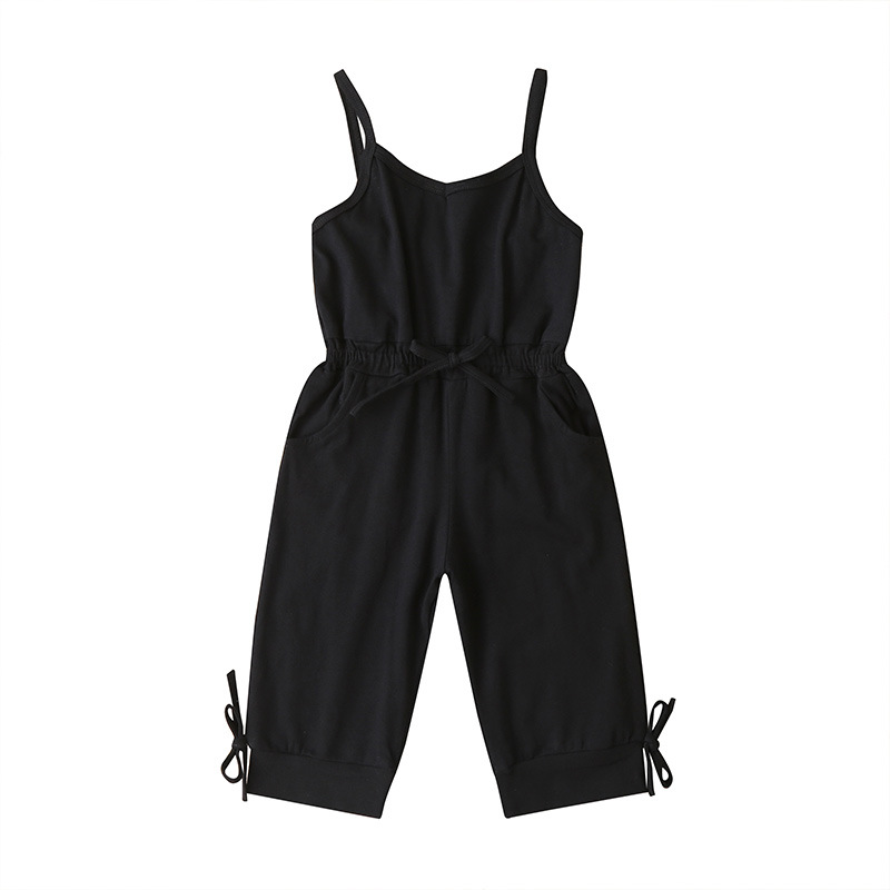 New Girls Summer Suspenders Jumpsuit Solid Color