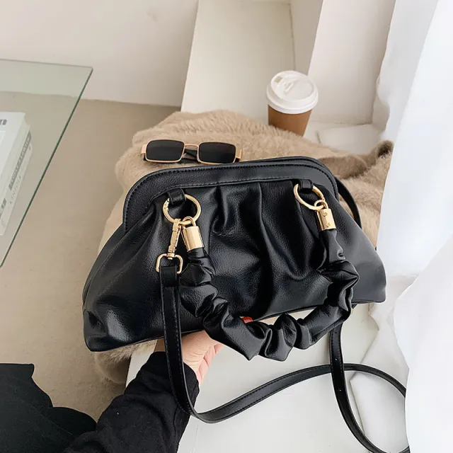 Ladies One Shoulder Underarm Cloud Bag Black - Shop at LoveMi
