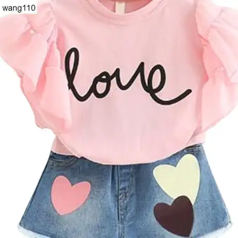 Summer Kids Girls Clothing Sets 2 Pcs T-shirt Hole