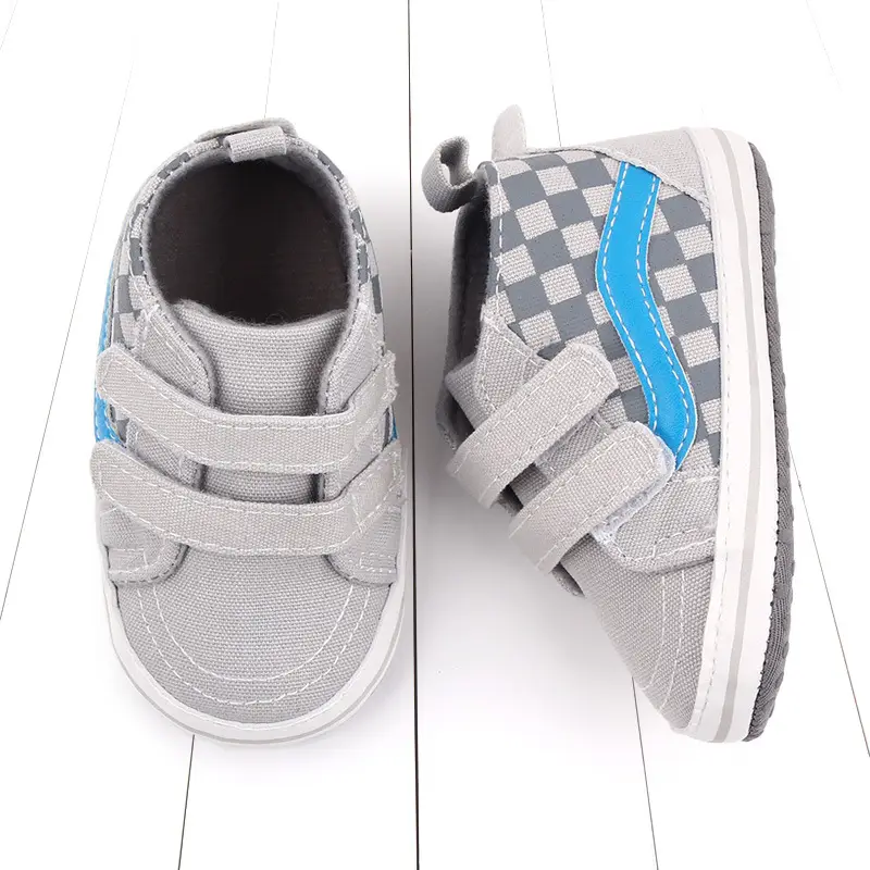 Fashion Cute Spring And Autumn 0-1 Year Old Lattice Double Velcro Soft Sole Baby Shoes