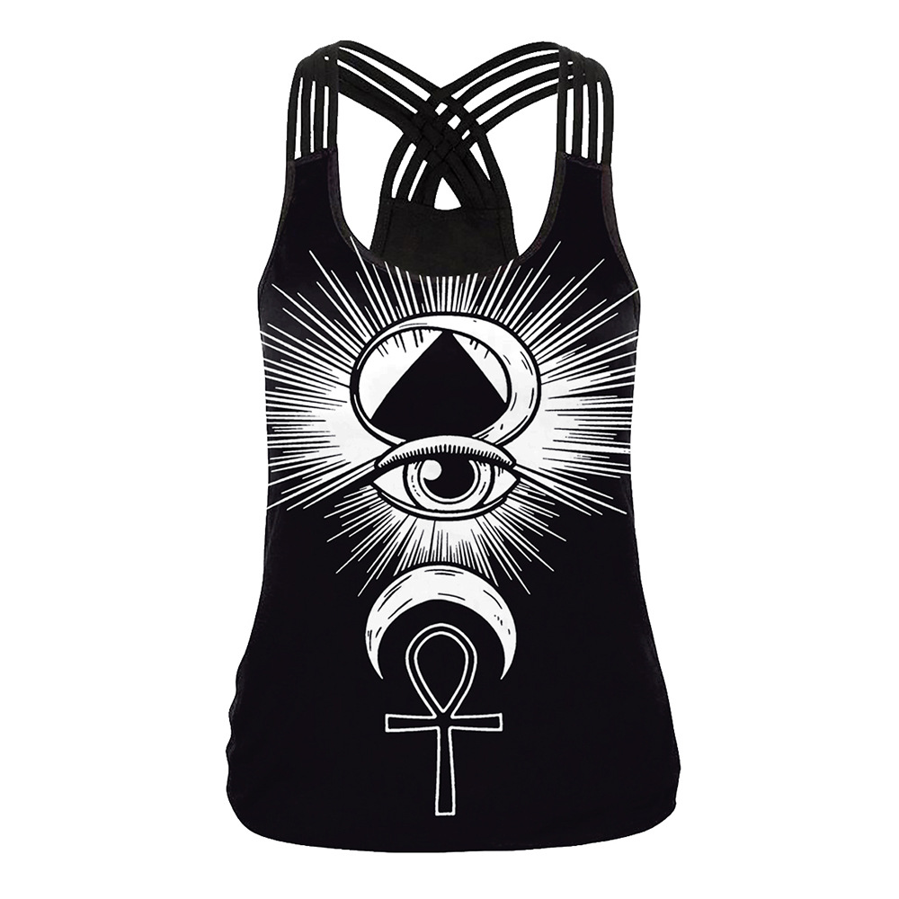 Title 3, Mandala Printed Cross - Back Vest For Ladies