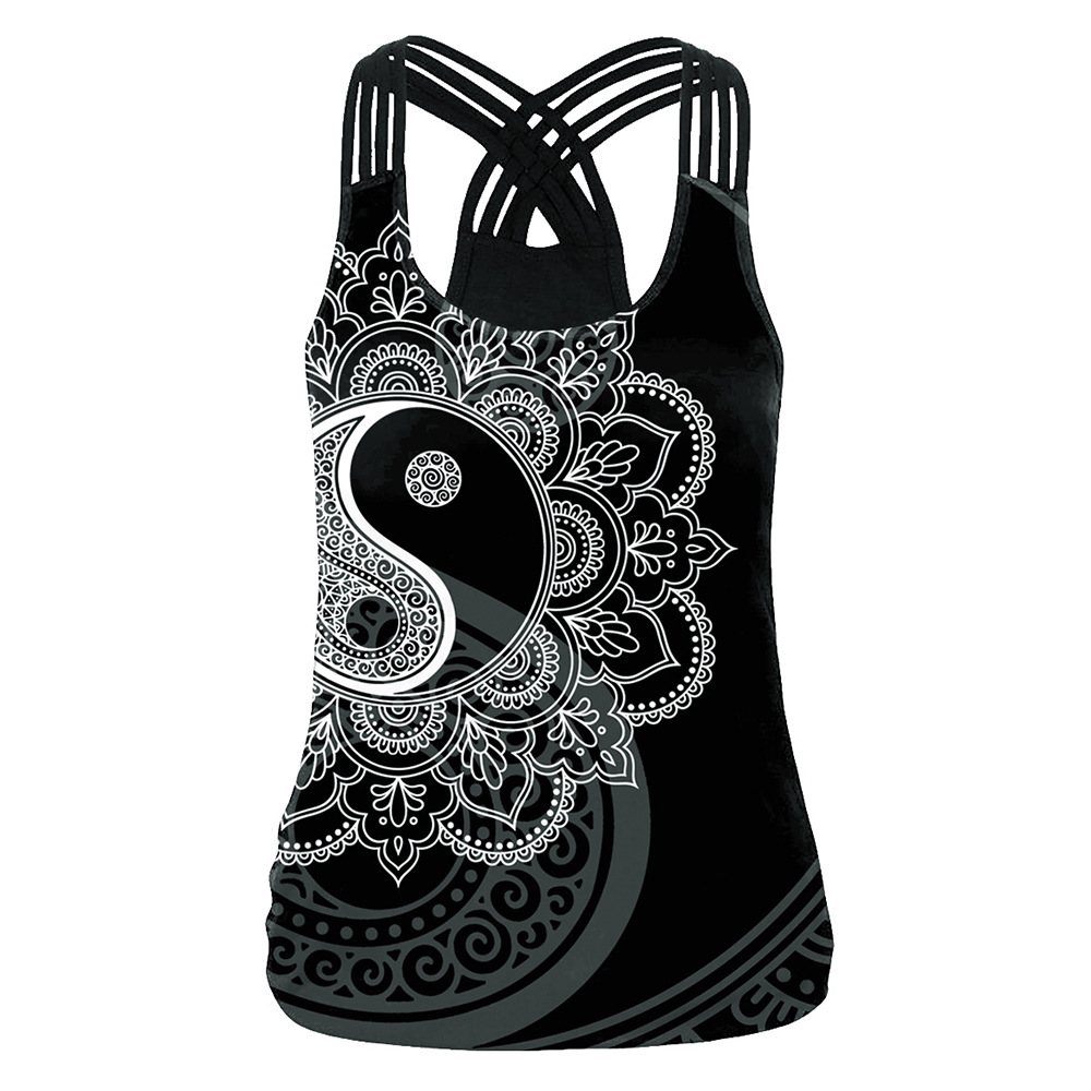 Title 6, Mandala Printed Cross - Back Vest For Ladies