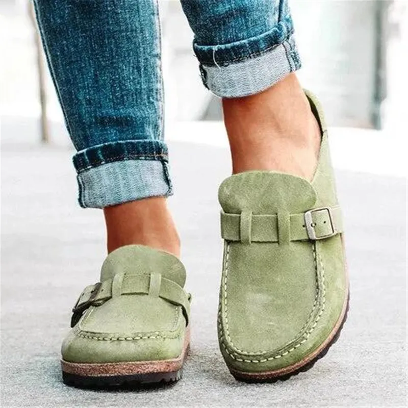 New Style Large Size Women's Casual Sandals And Slippers With Flat Bottom - Green