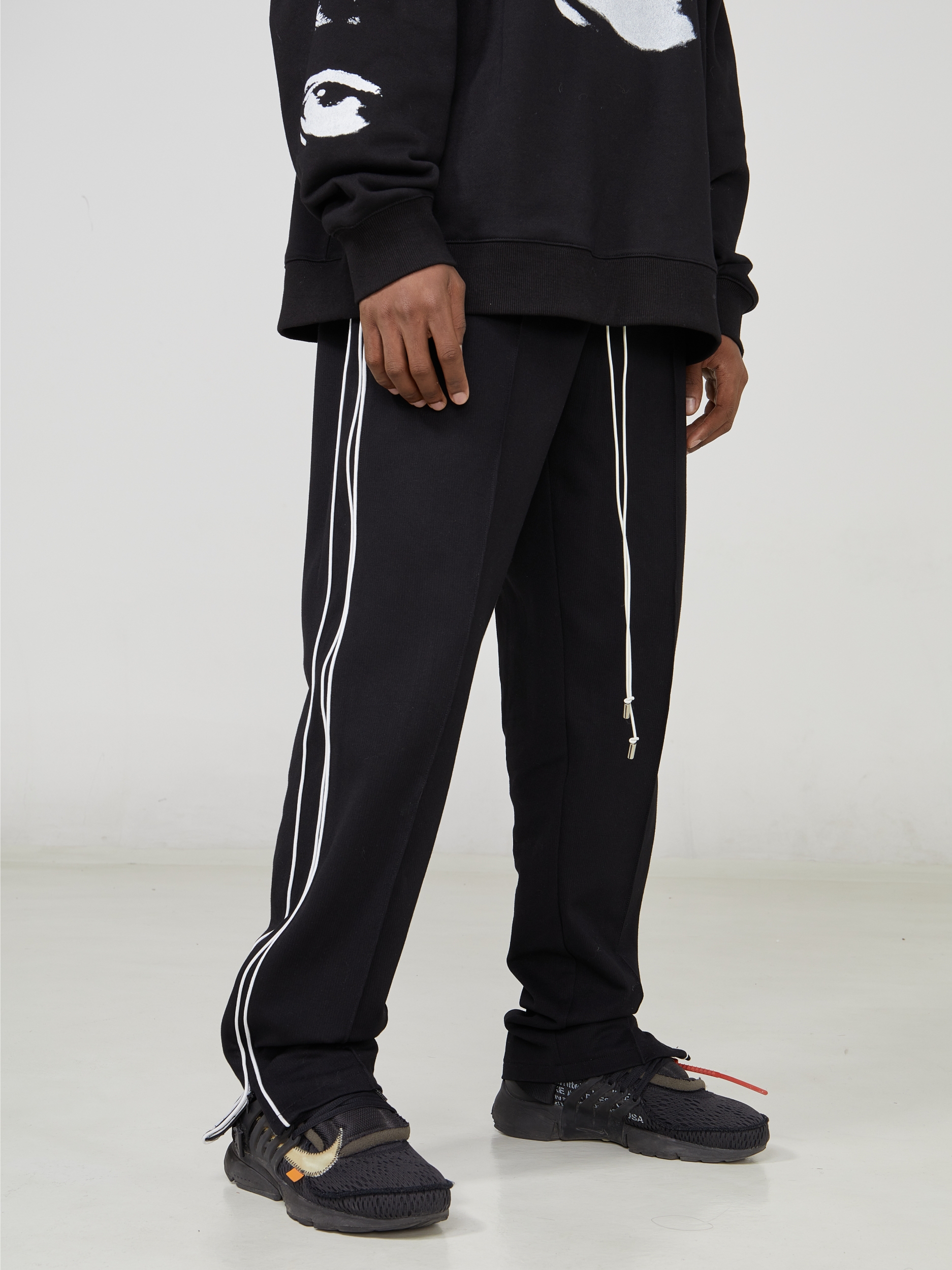 Drawstring, Drape, Slit, Straight Loose, Sports And Leisure Men'S And Women'S Trousers