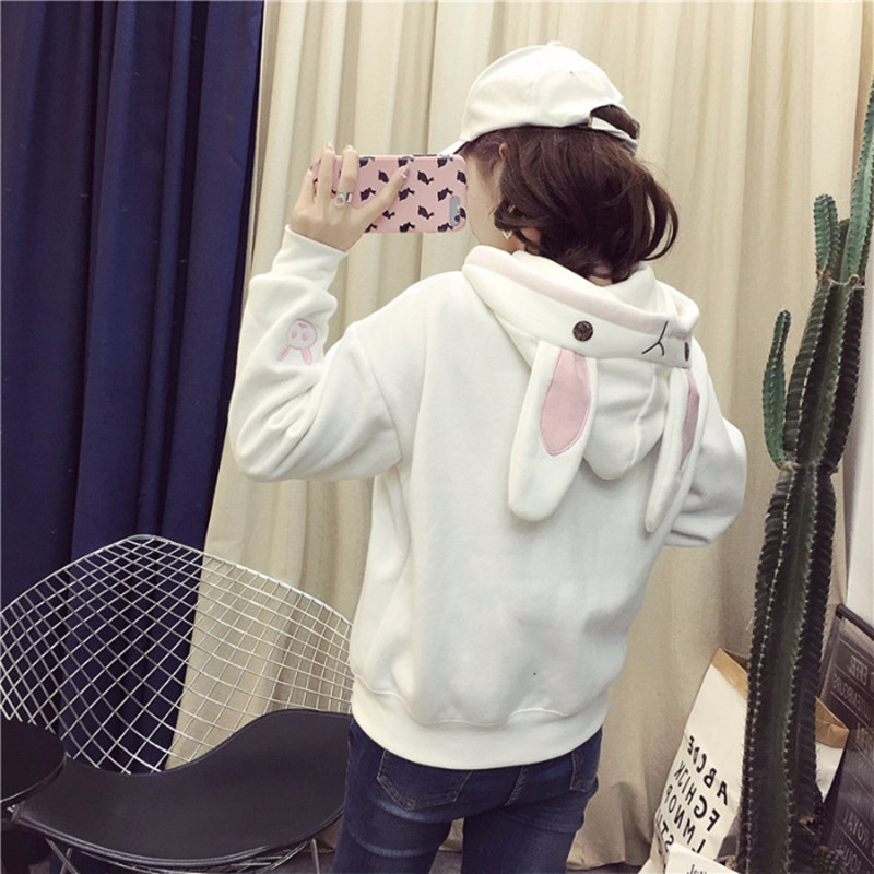 Korean Loose Hooded Bunny Jacket Sweater