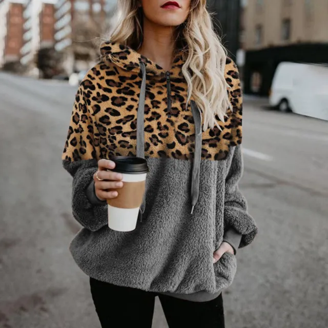 In Hot Sexy Female Leopard Zipper Pockets Coat Wool Leopard - Shop at LoveMi