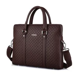 Handbag Cowhide Business Briefcase Embossed Letters Single Shoulder Messenger Bag Horizontal Multi-layer - 3 Style - View 1