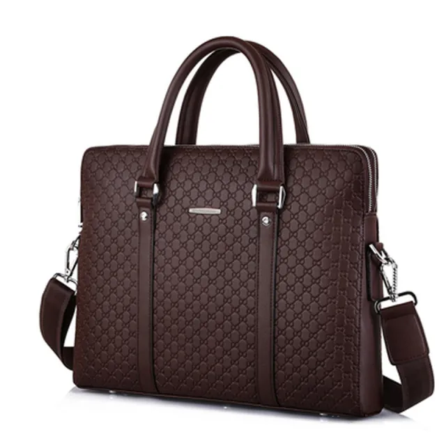 Handbag Cowhide Business Briefcase Embossed Letters Single Shoulder Messenger Bag Horizontal Multi layer 3 Style - Shop at LoveMi