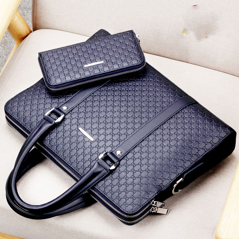 Handbag Cowhide Business Briefcase Embossed Letters Single Shoulder Messenger Bag Horizontal Multi-layer