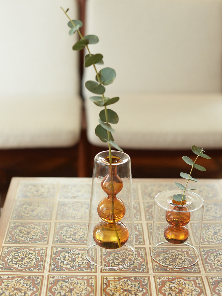 Retro Stained Glass Vase Gourd Hydroponic Flower Plant — foto 10