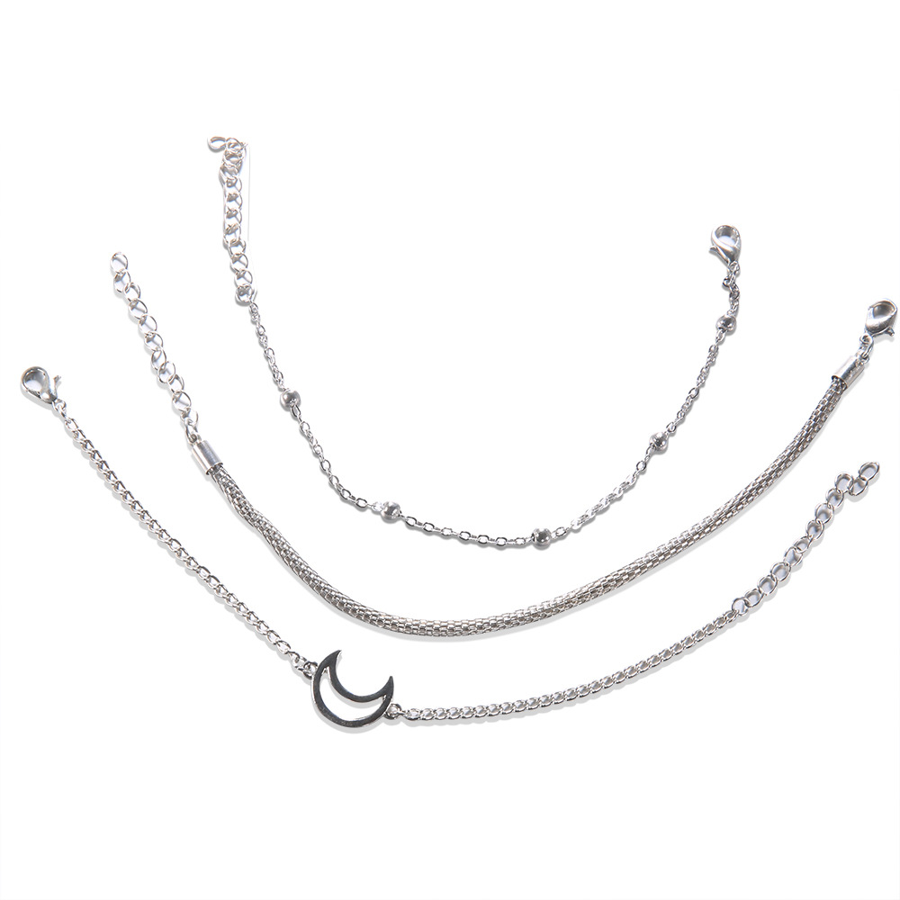 Qianraq Cross Border For Hand Anklet Jewelry Stylish Personality Moon Bracelets Three Piece Set Of Anklet
