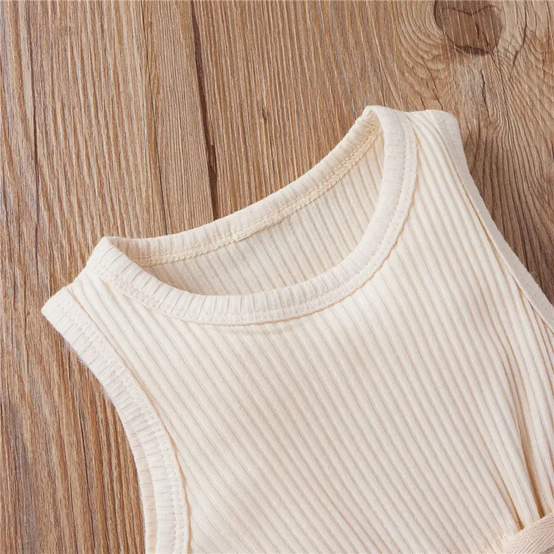 Explosive Children's Solid Color Pit Striped Vest One-piece Romper