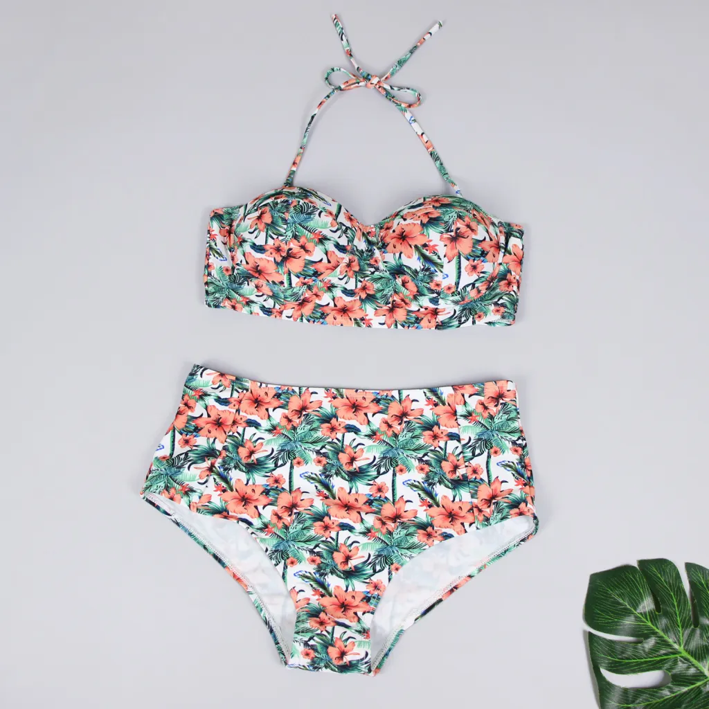 Ladies Swimsuit Fashion Print Ladies Split Swimsuit Sexy Bikini - A-2Xl