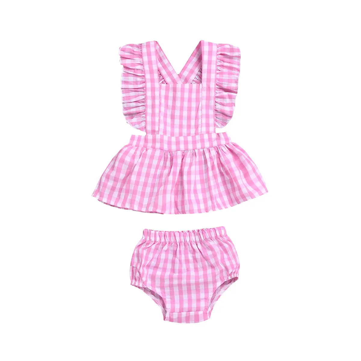Children'S Lace Plaid Skirt  Shorts Two-Piece Suit