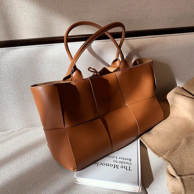 New Trendy Fashion All Match Shoulder Bag Portable Tote Bagr Bags Brown - Shop at LoveMi