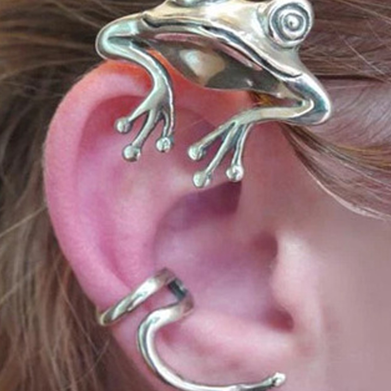Creative Fashion Retro Silver Frog Ear Clip