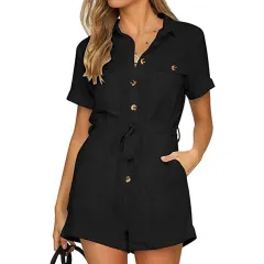 Casual Women's Jumpsuit Women's Summer Fashion Wide Leg Pants - Black - View 1