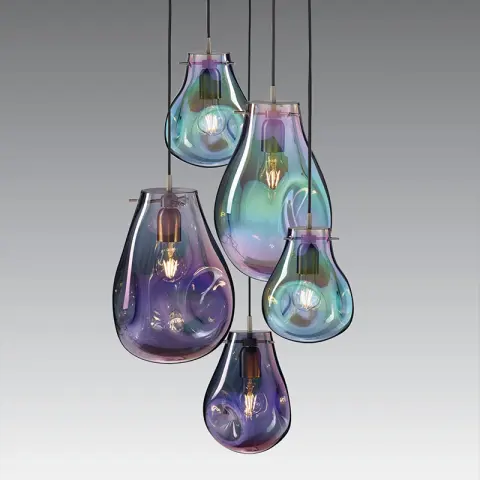 Colored Glass Chandelier in the Model Room